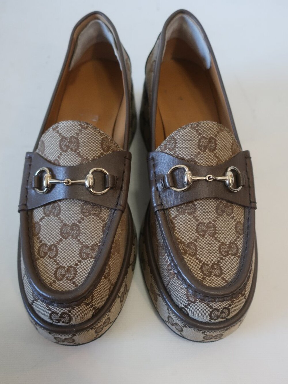 Gucci Ilde Brown Guccissima Canvas GG Supreme Horsebit Flatform Loafer 39 US/9 - Picture 4 of 16